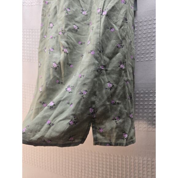 Art Class Cami Dress Girls Size 6/7 Green Linen Floral - Picture 3 of 6